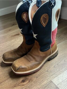 Men’s Twisted X Texas Flag Western Work Boots Square Comp Toe size 11D